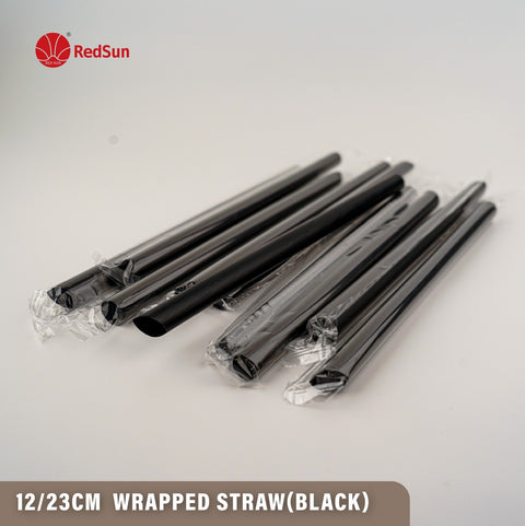 12/23CM WRAPPED STRAWS (BLACK)