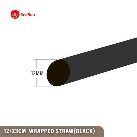 12/23CM WRAPPED STRAWS (BLACK)