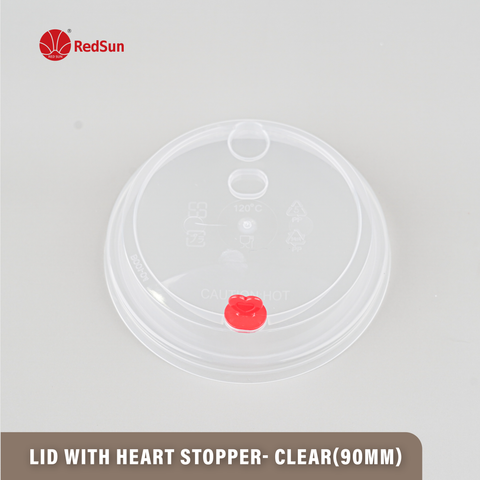 LID WITH HEART STOPPER- CLEAR (90MM)