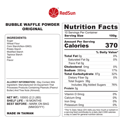 BUBBLE WAFFLE/EGG WAFFLE -ORIGINAL FLAVOR POWDER MIX