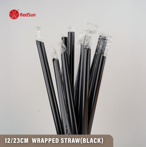 12/23CM WRAPPED STRAWS (BLACK)