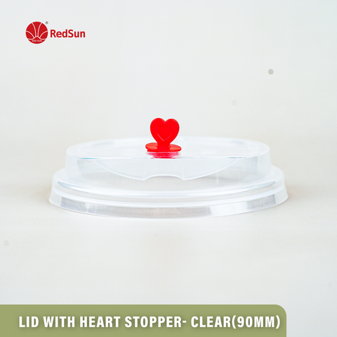 LID WITH HEART STOPPER- CLEAR (90MM)