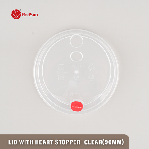 LID WITH HEART STOPPER- CLEAR (90MM)